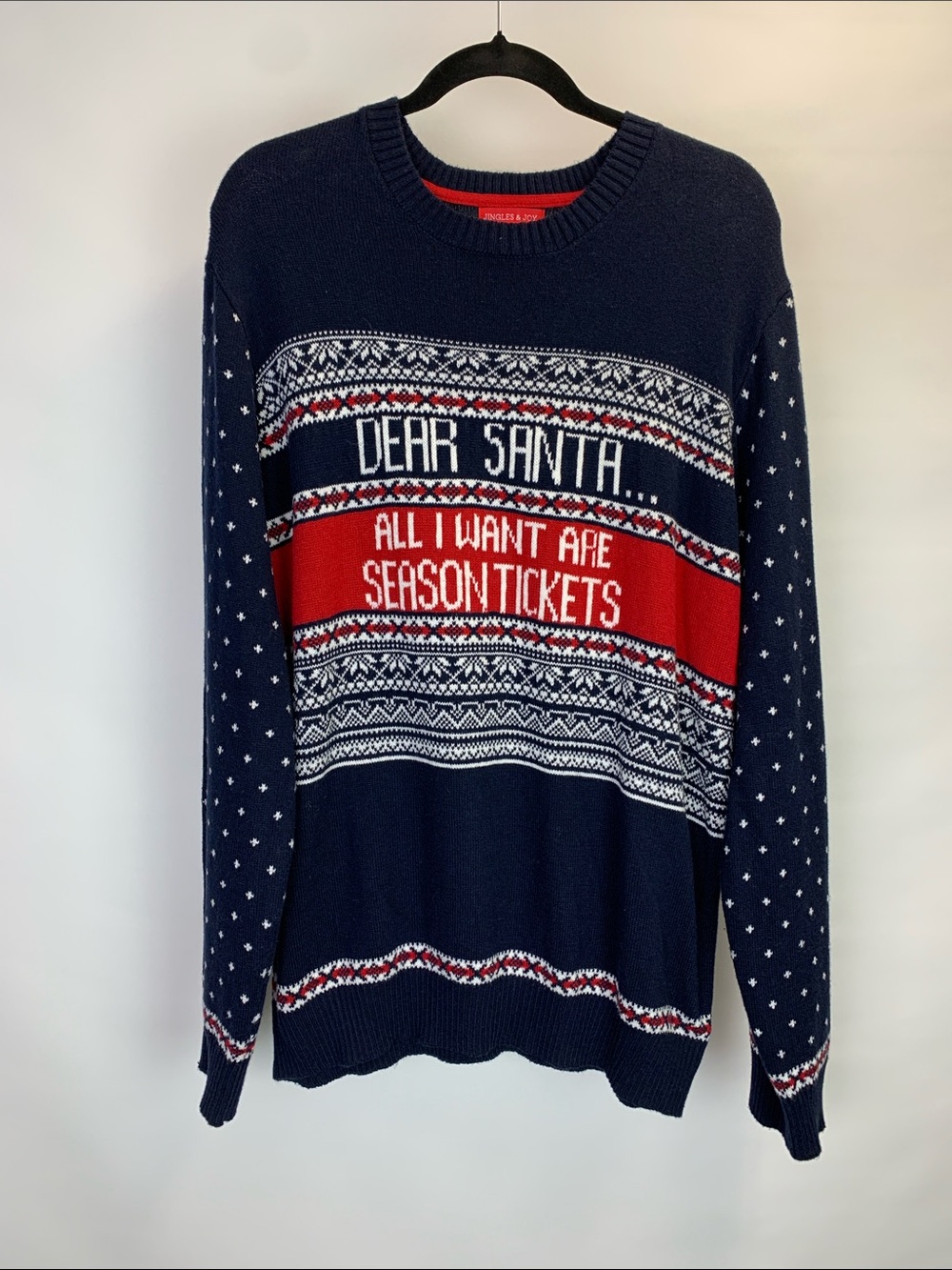 Jingles & Joy Dear Santa All I Want Are Season Tickets Ugly Christmas Sweater